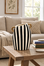 Monochrome Striped Ceramic Vase