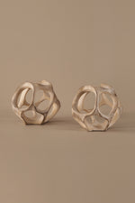 Organic open cell sculptural vase in aged limestone finish