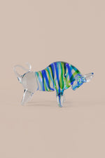 Murano style glass bull sculpture with blue and green tones luxury home decor