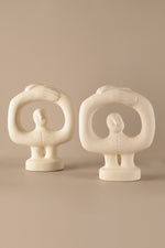 Abstract human form ceramic sculpture with soft ivory matte finish modern decor