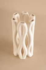 Contemporary Sculptural Ceramic Vase with Twisted Wave Design