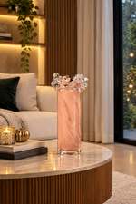 Blush Bubble Rim Glass Vase
