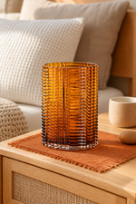 Amber Woven Glass Decorative Vase