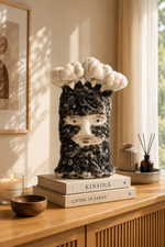 Monochrome Crown Face Ceramic Decorative Vase