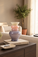 Blush & Smoke Glass Sculptural Vase