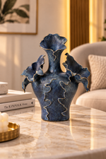 Azure Bloom Sculptural Vase
