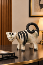 Curled Tail Cat Sculpture