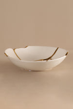 Gold Thread White Home Decor Plate - B