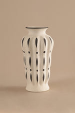 Leafy White Flower Vase - S