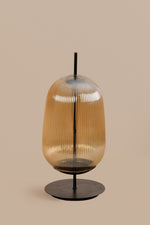Cognac Ribbed Glass Table Lamp