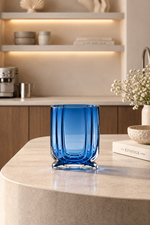 Cobalt Blue Ribbed Glass Vase