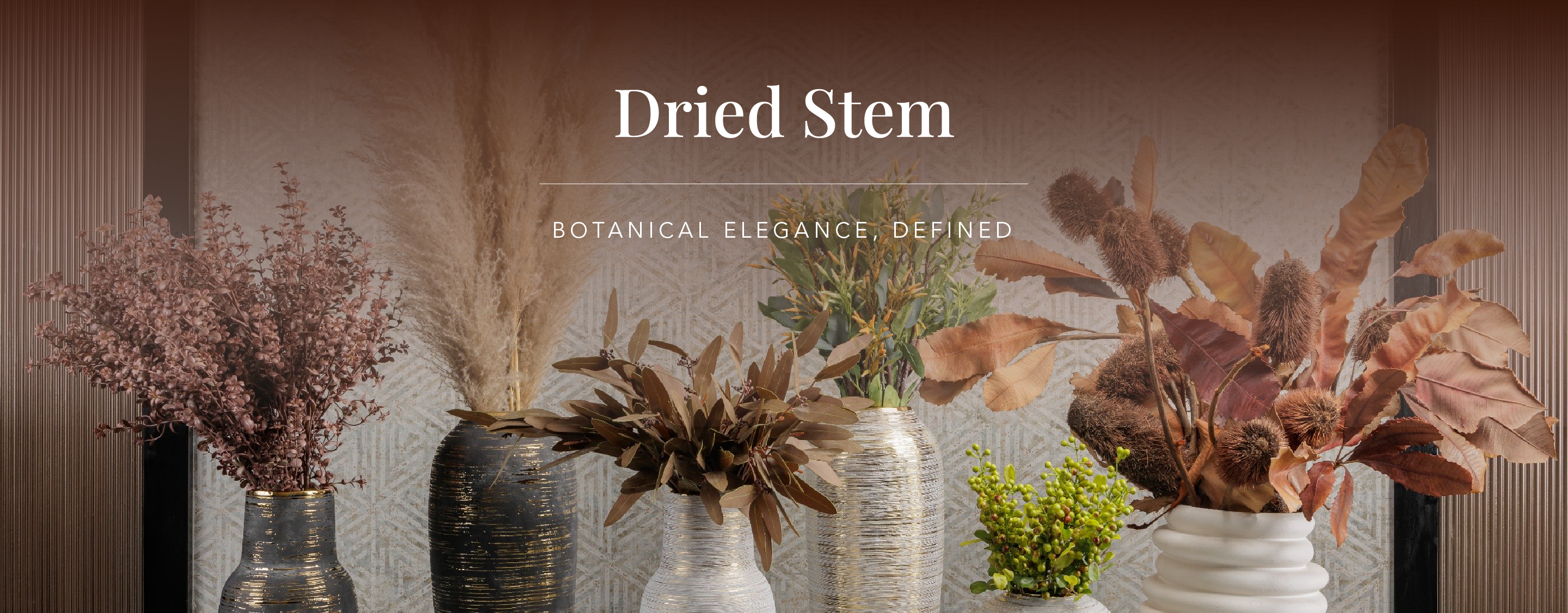 Decorative dried stems with natural texture for elegant home interiors