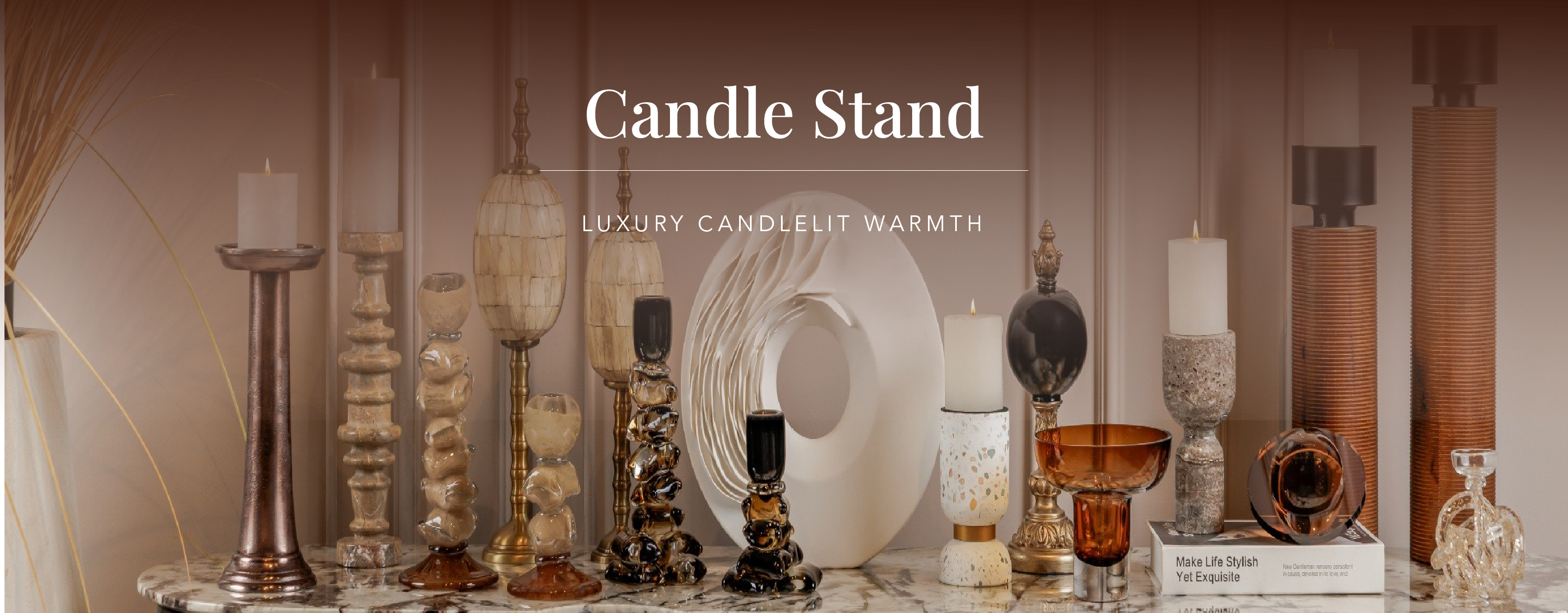 Luxury candle lighting creating warm ambient glow for elegant interiors