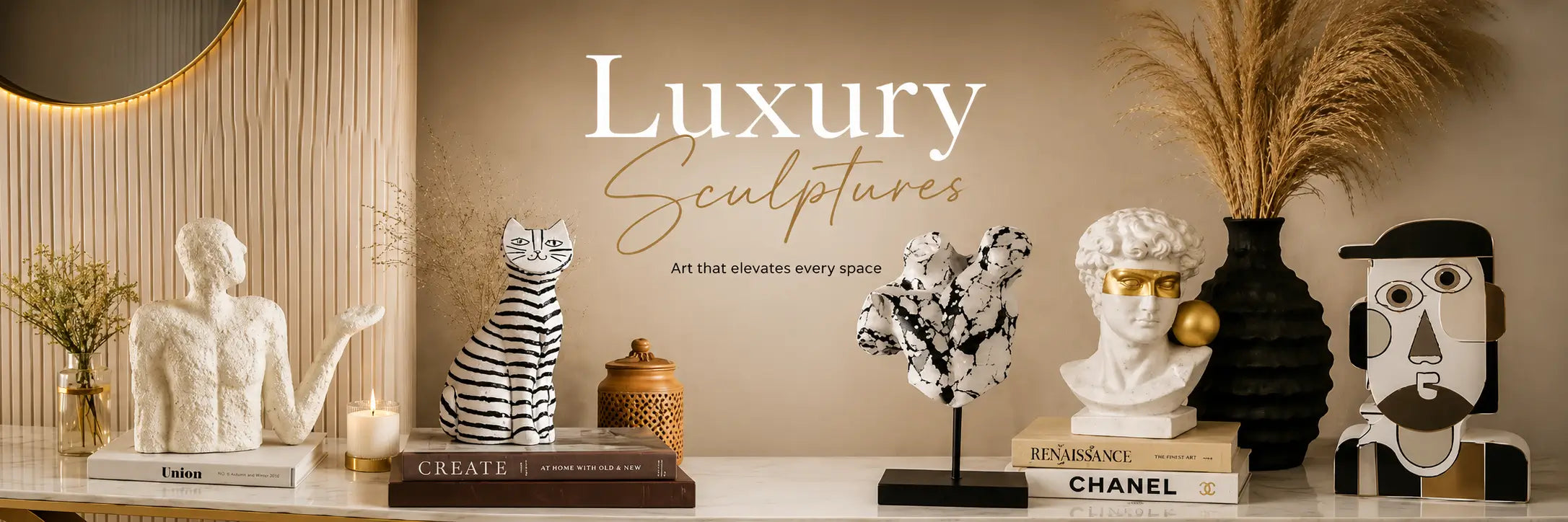 Luxury decorative sculpture by Rococo Milano adding artistic form, texture, and refined visual appeal to elegant interior spaces.