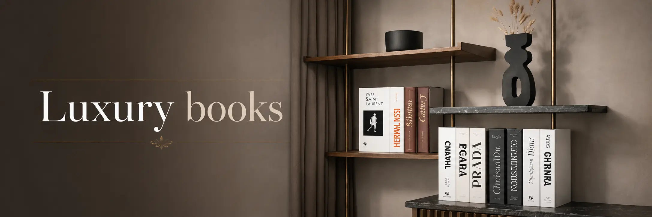 Decorative books styled on coffee table for refined home interiors