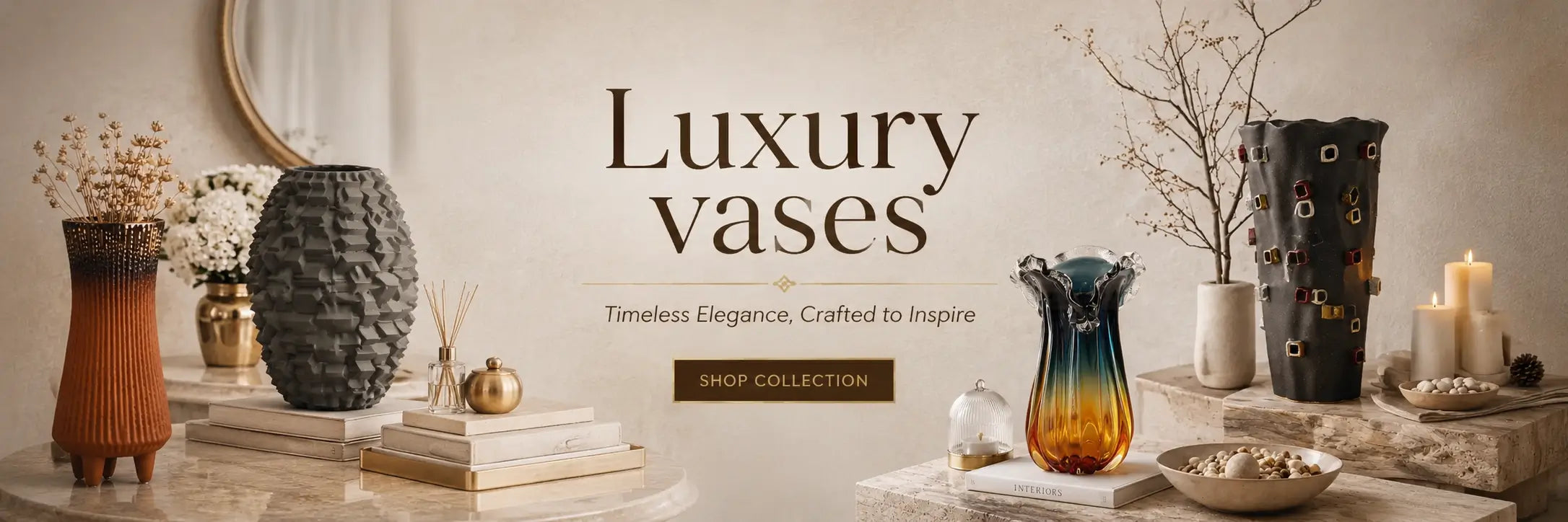 Luxury decorative vases by Rococo Milano designed to bring elegance, style, and timeless charm to modern interior spaces.