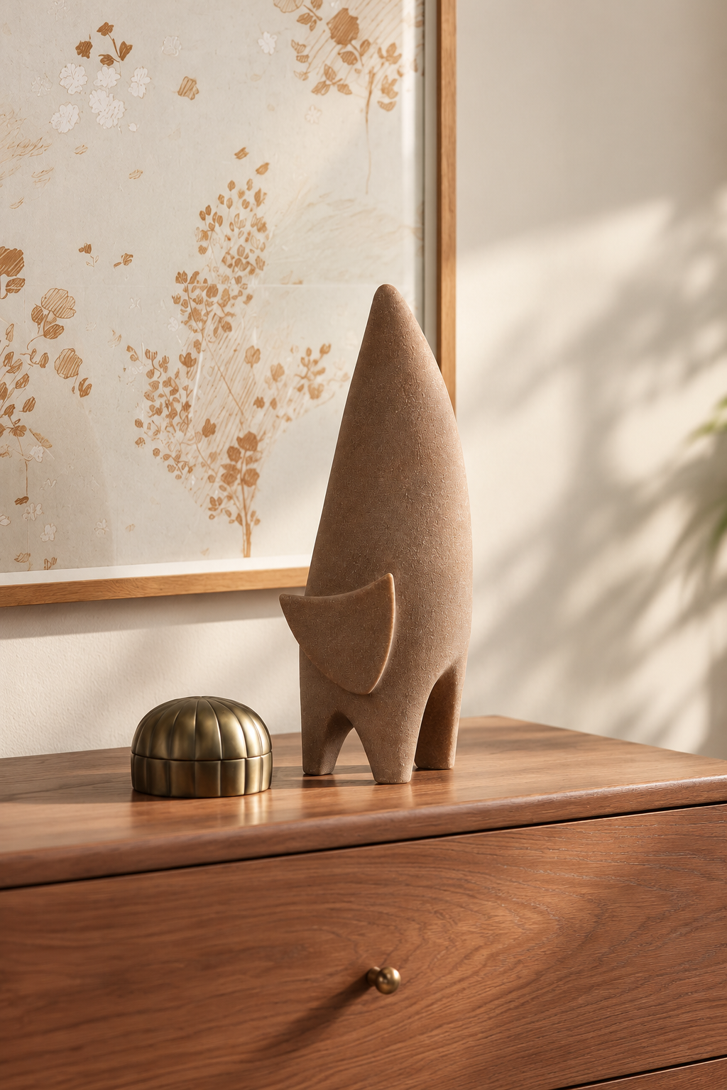 Sculptural Abstract Brown Accent