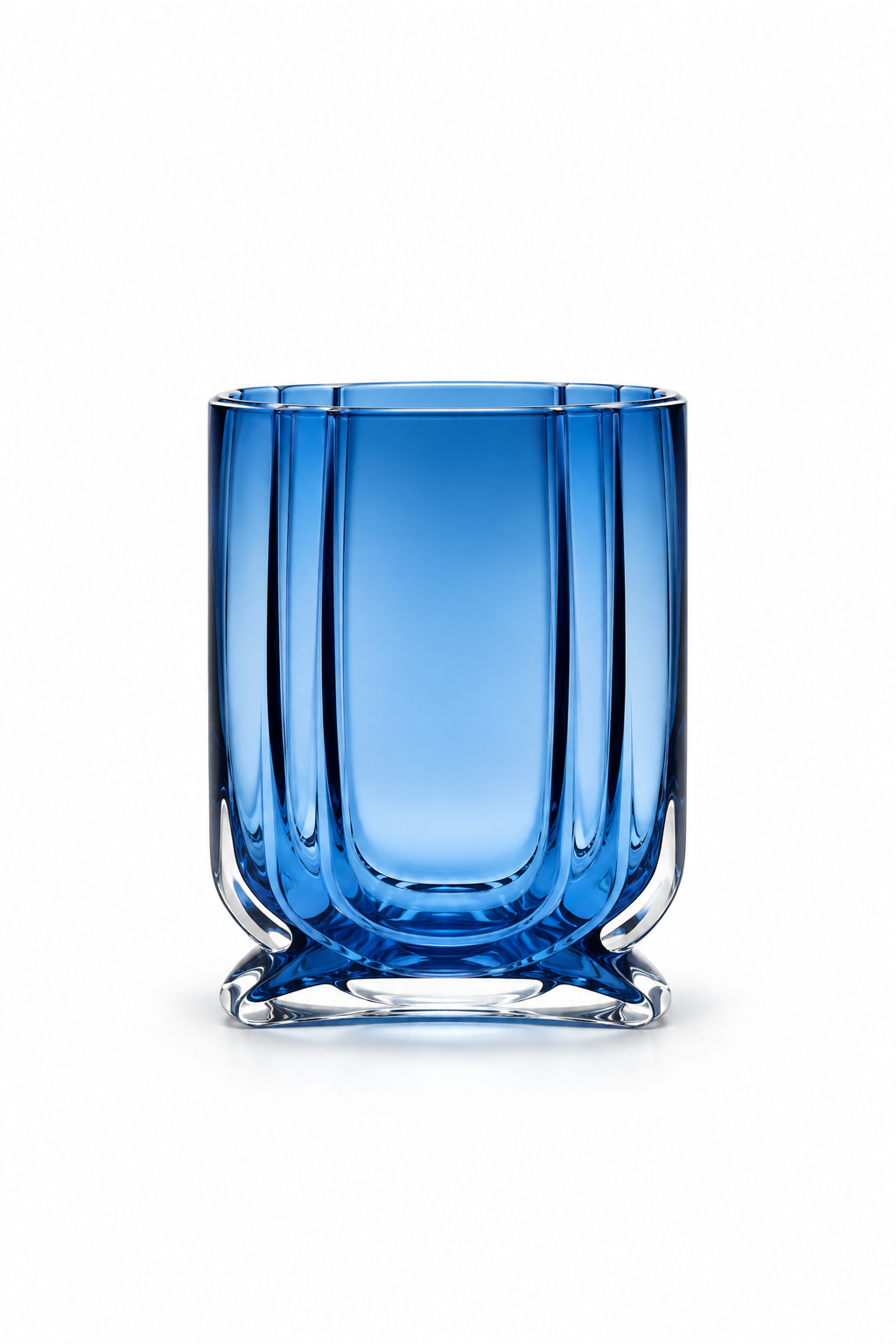 Cobalt Blue Ribbed Glass Vase