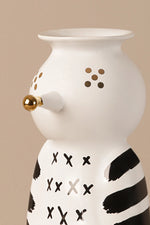 Playful ceramic decorative vase with modern graphic design
