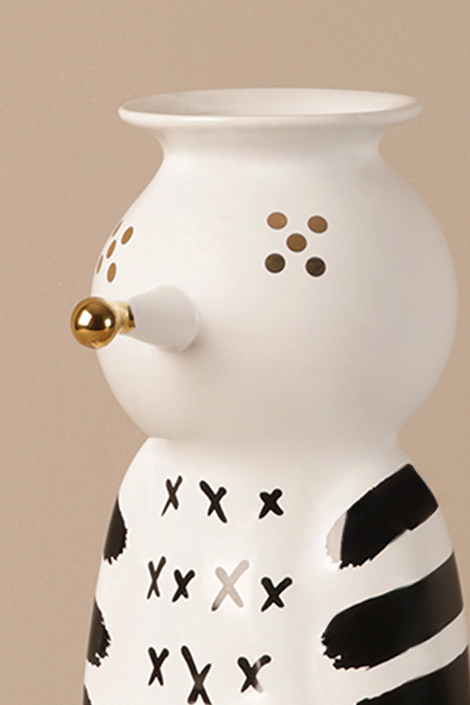 Playful ceramic decorative vase with modern graphic design