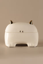 Crack glaze ceramic storage sculpture with gold accents