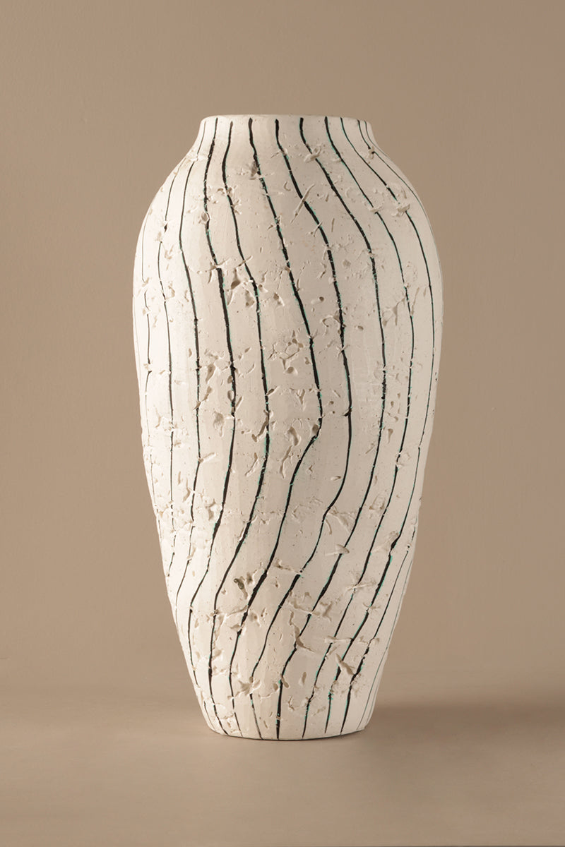 Chevron Rustic Clay Vase - B