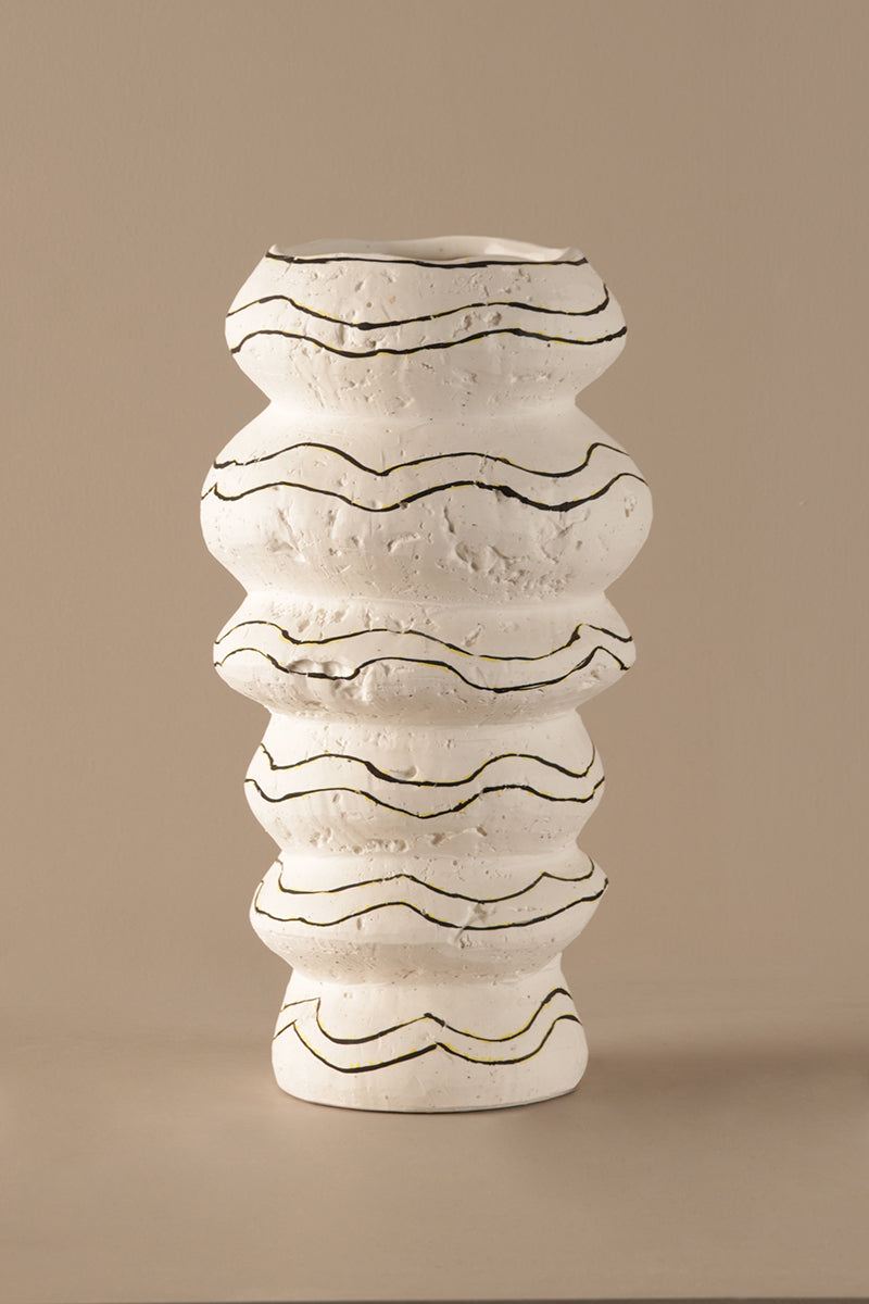 Chevron Rustic Clay Vase - C