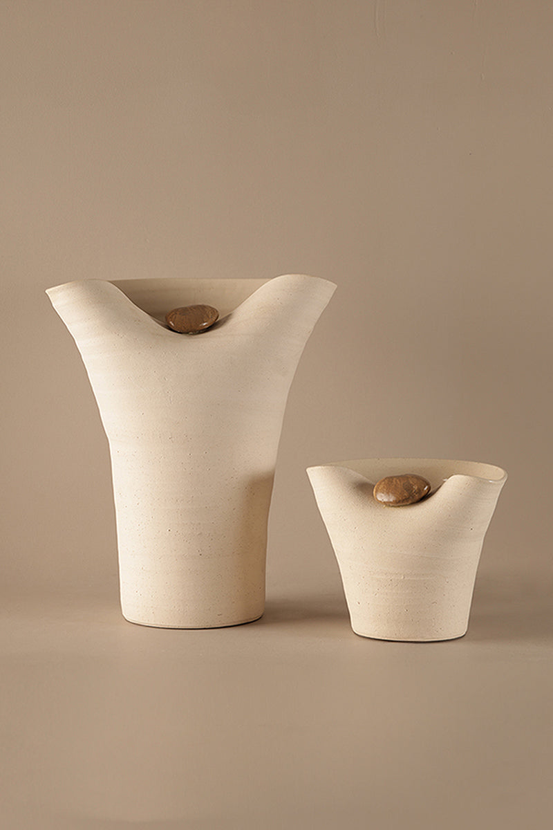 Imitation Pebble White Vase - A