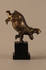 Antique bronze hippo sculpture on matte black base luxury home decor