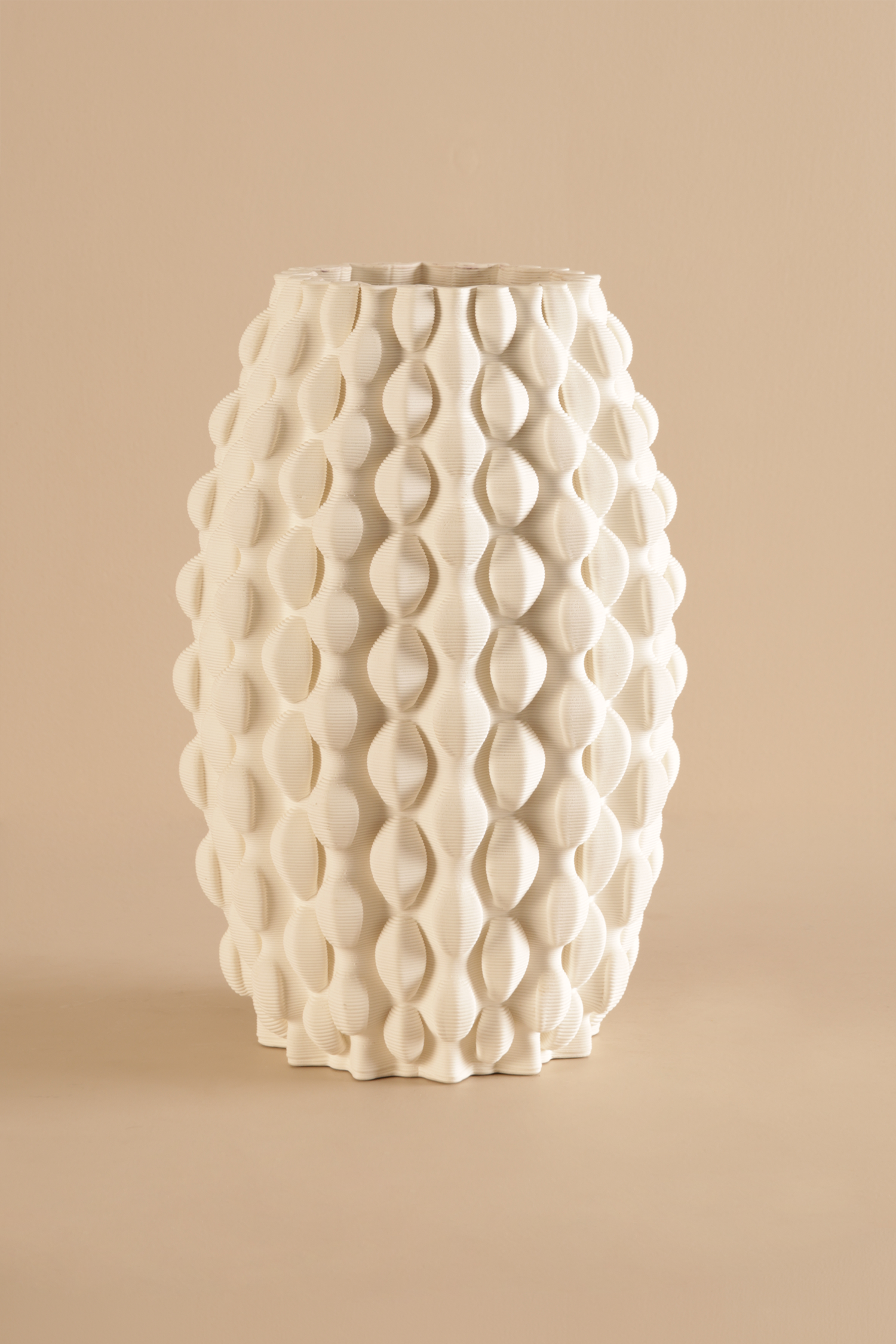 Modern Textured Ceramic Vase with Geometric Embossed Pattern