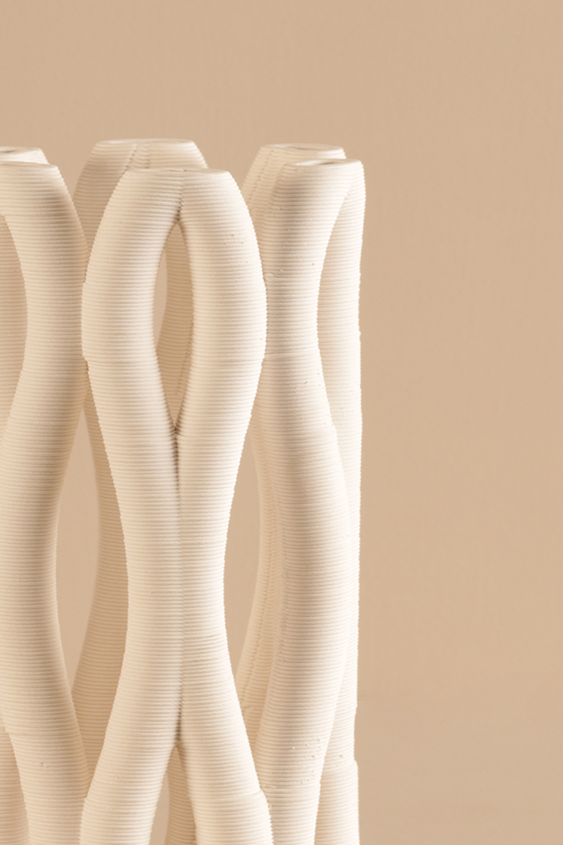 Contemporary Sculptural Ceramic Vase with Twisted Wave Design