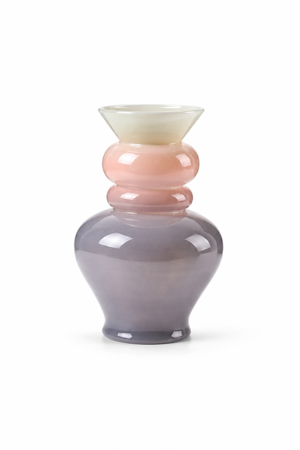 Blush & Smoke Glass Sculptural Vase