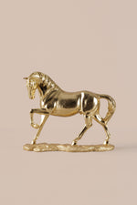 Golden horse sculpture in polished gold finish luxury home decor accent