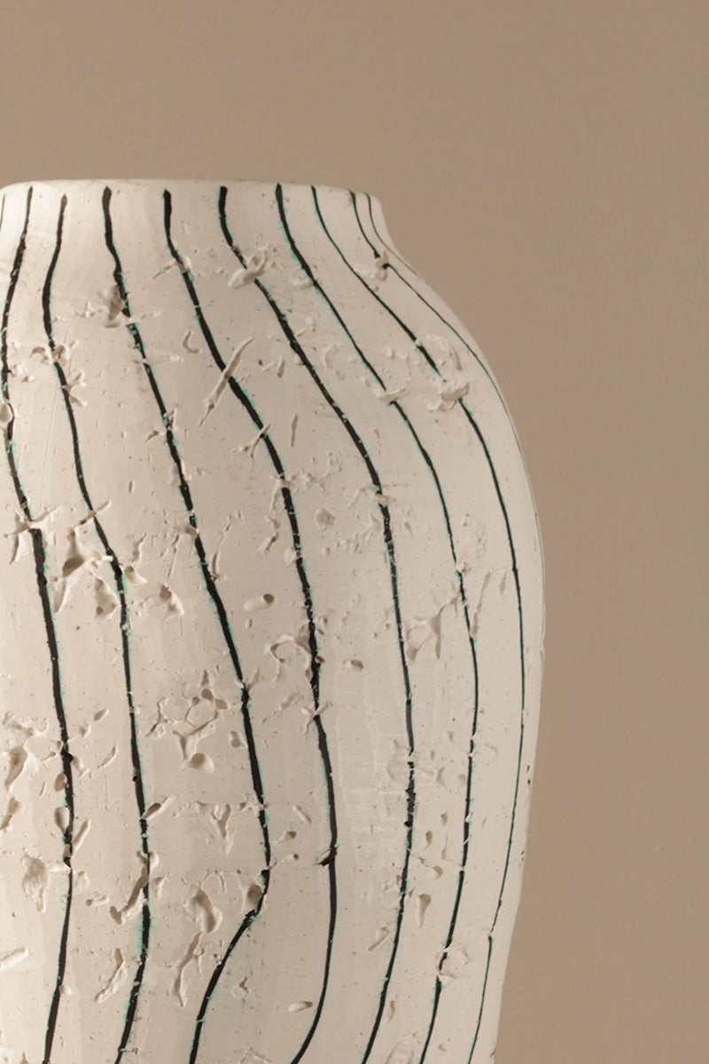 Chevron Rustic Clay Vase - B
