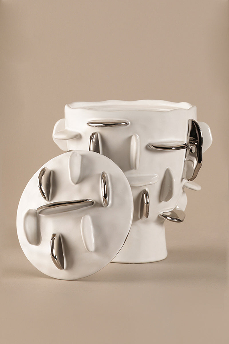 Specchio White Vase Jar - B