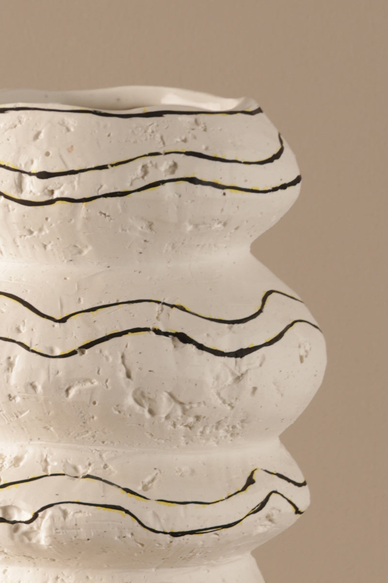 Chevron Rustic Clay Vase - C