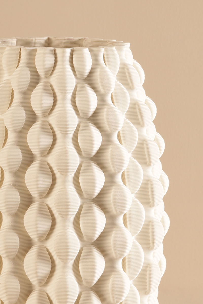 Modern Textured Ceramic Vase with Geometric Embossed Pattern