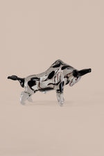 Chrome bull sculpture with mirror finish modern luxury home decor