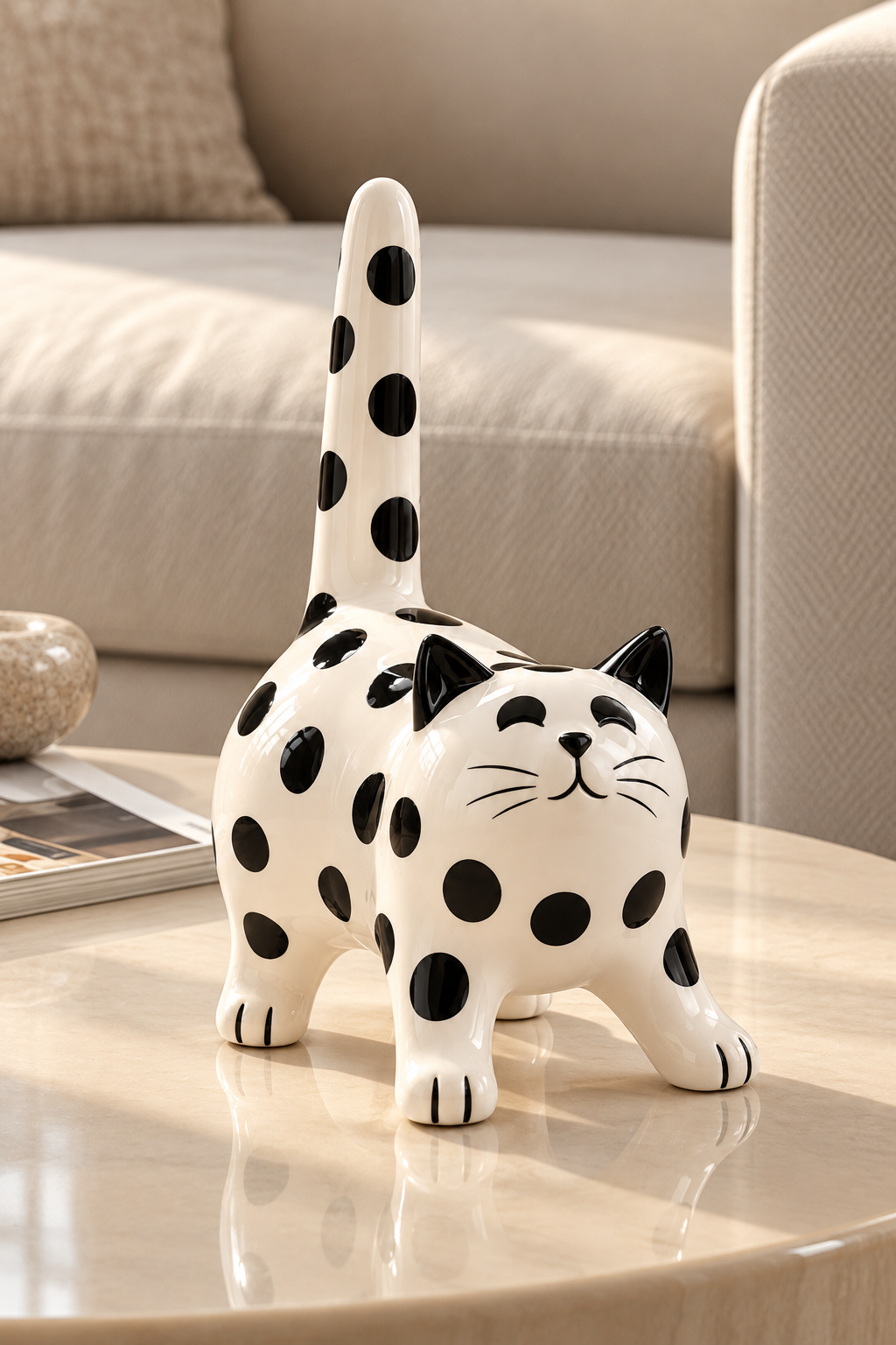 Spotted Cat Decorative Sculpture