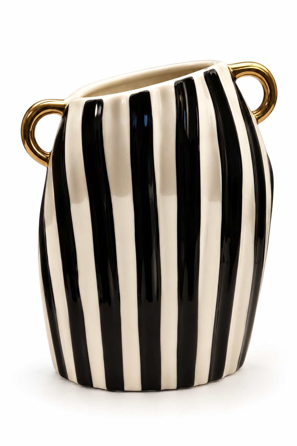 Monochrome Striped Ceramic Vase