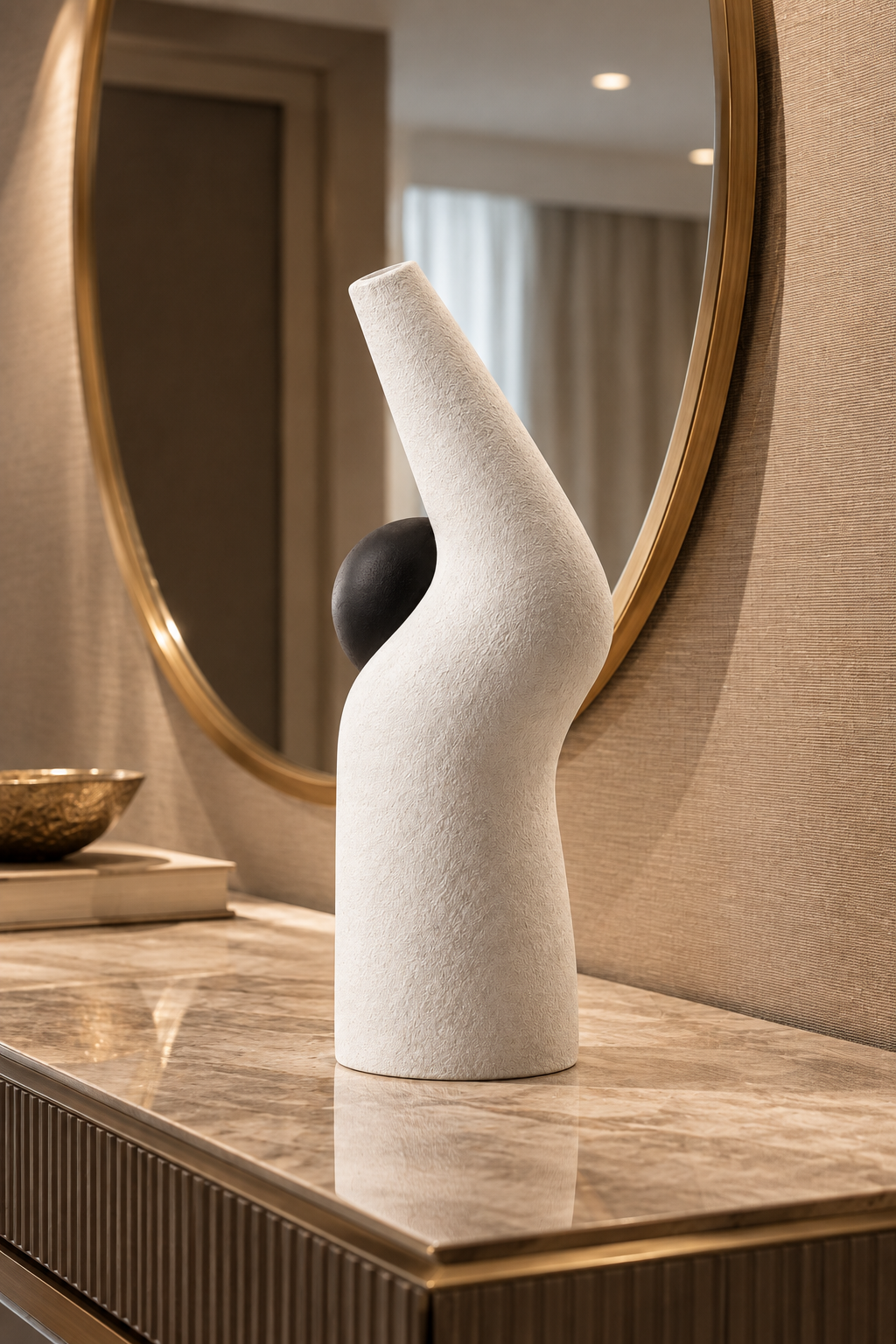 Monochrome Abstract Sculptural Accent