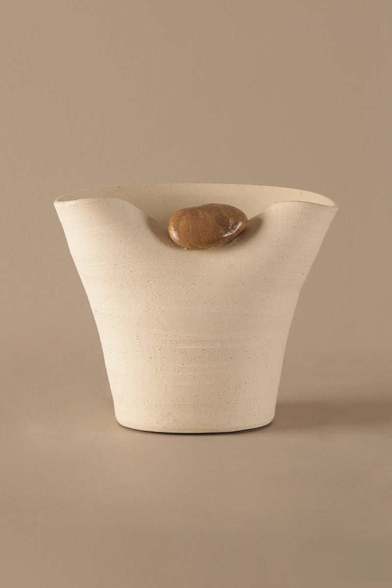 Imitation Pebble White Vase - C