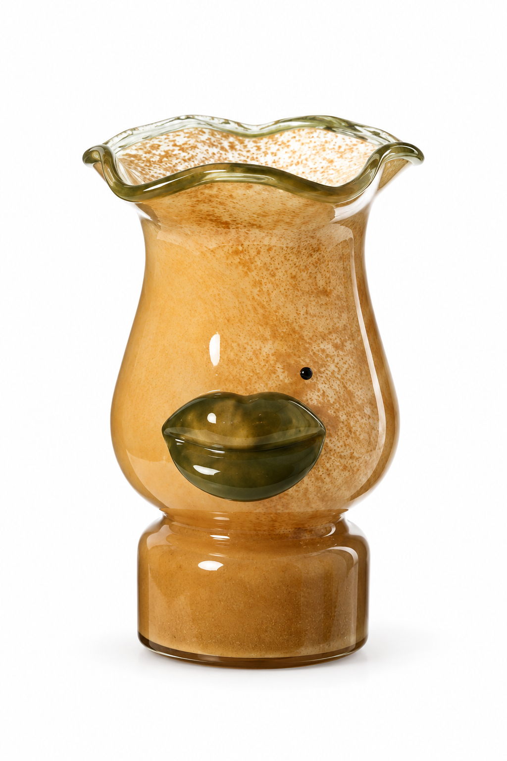 Vintage Amber Glass Decorative Vase