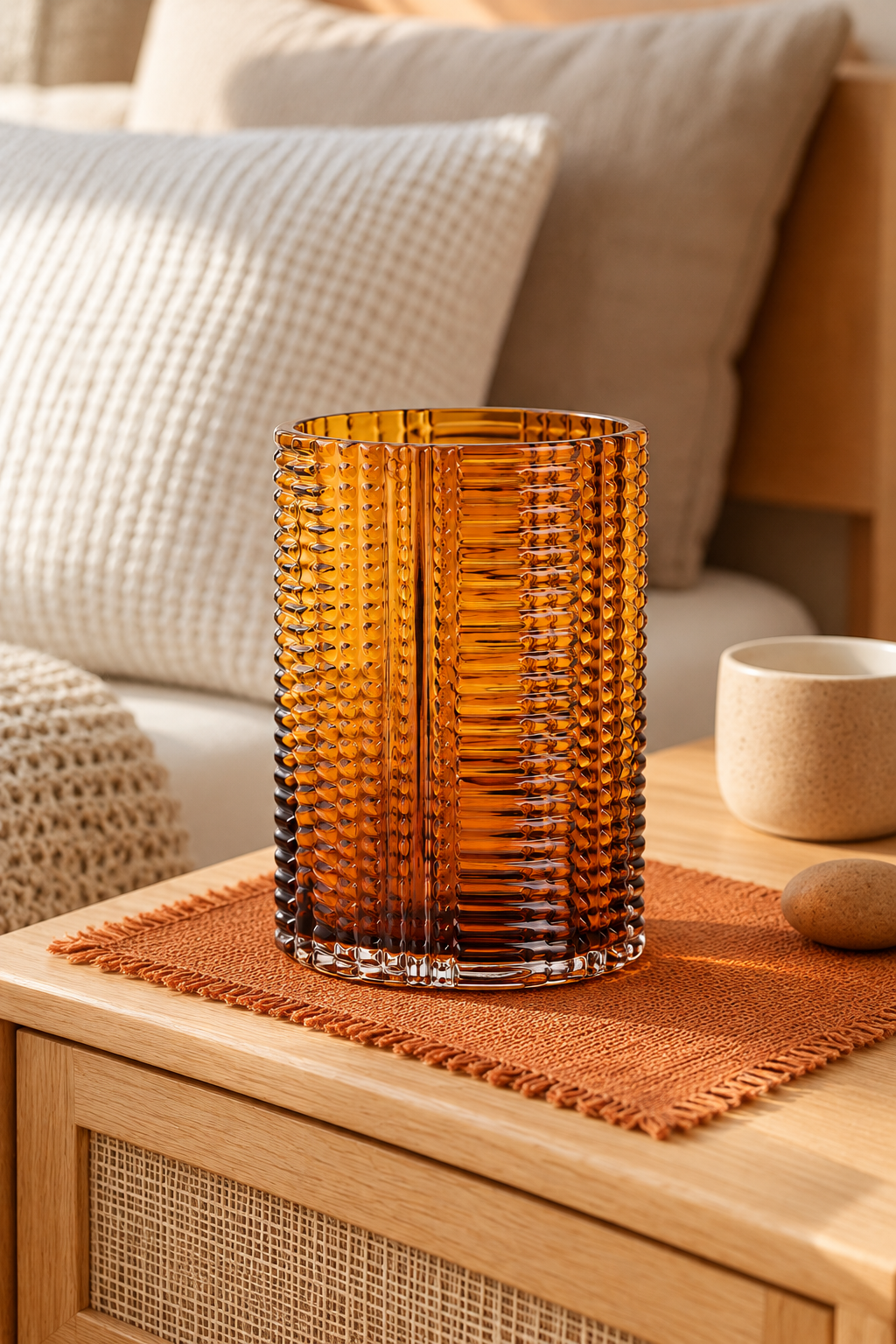 Amber Woven Glass Decorative Vase