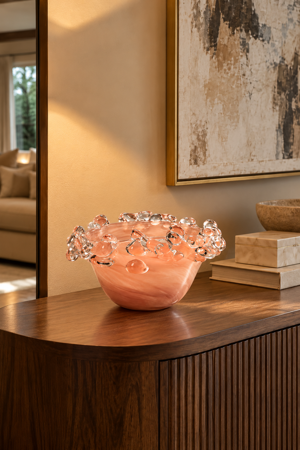 Blush Bubble Rim Decorative Bowl