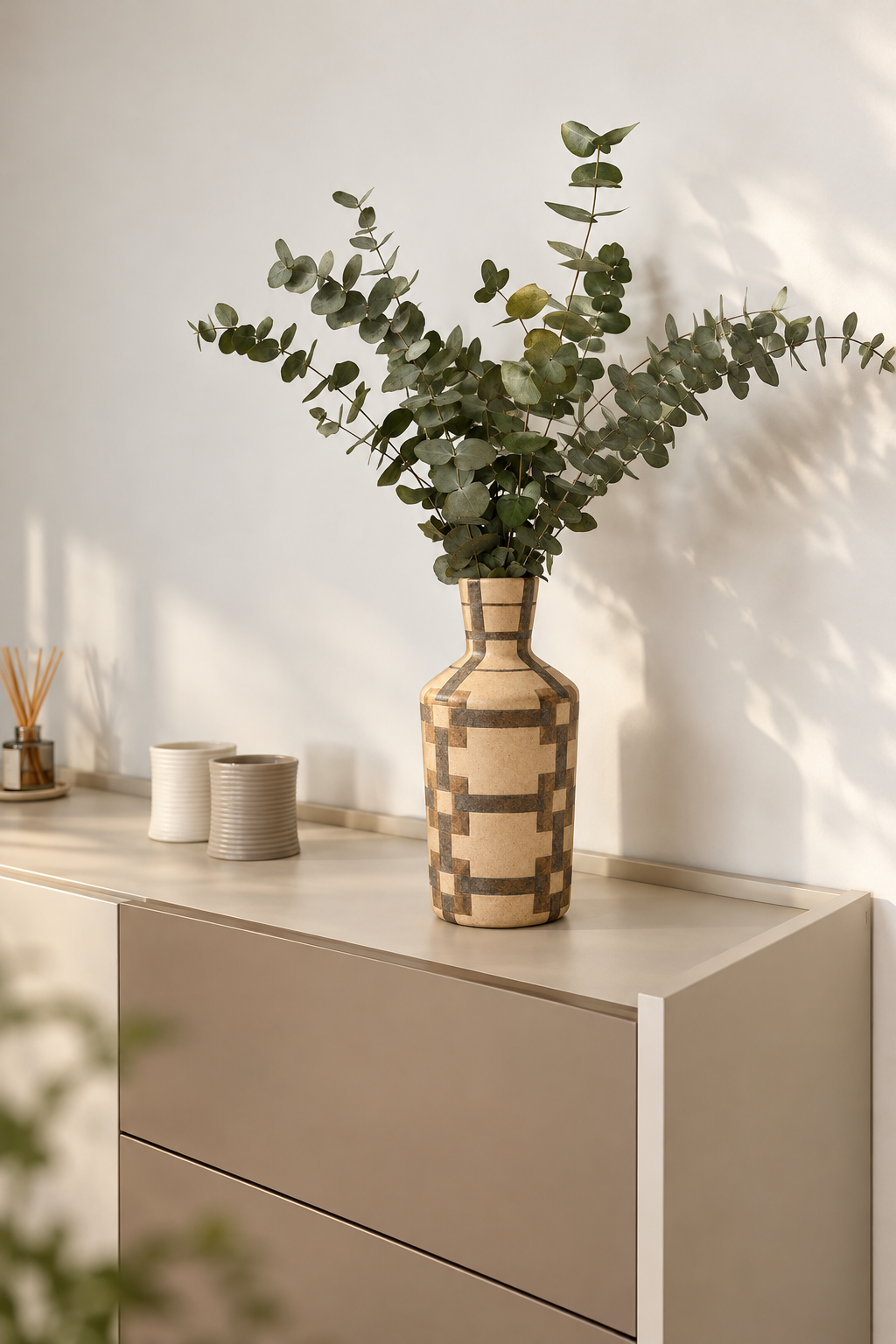Geometric Pattern Ceramic Vase