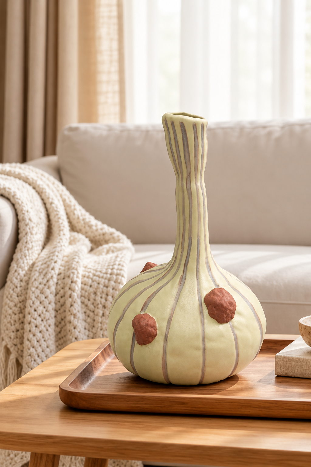 Organic Striped Sculptural Vase
