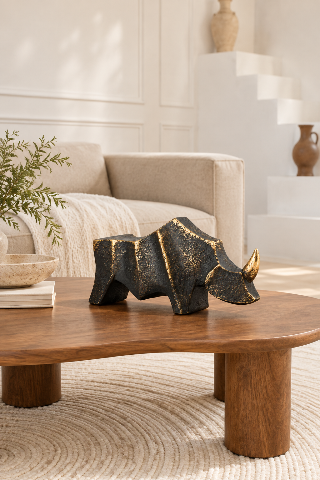 Regal Rhino Sculptural Decor
