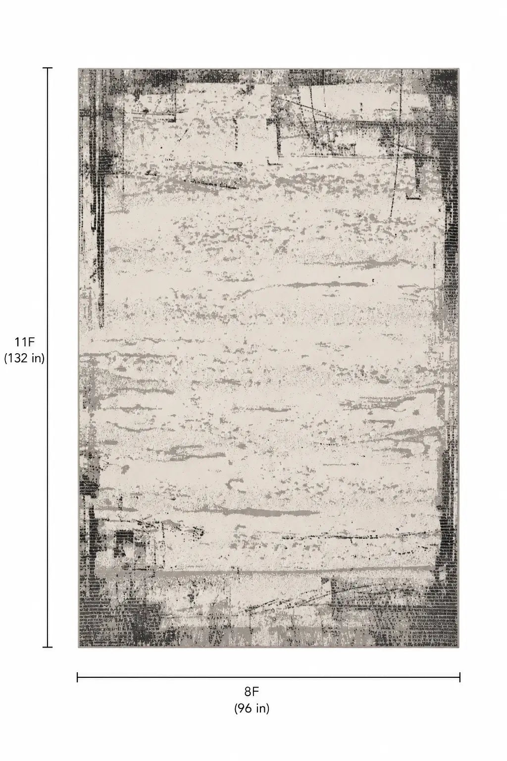 A rectangular rug or mat shown on a white background with dimension labels: 11F (132 in) tall on the left and 8F (96 in) wide at the bottom.