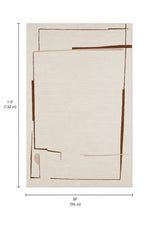 A minimalist abstract art print featuring brown geometric lines on a light beige textured background, with dimension labels indicating 11F (132 in) height and 8F (96 in) width.